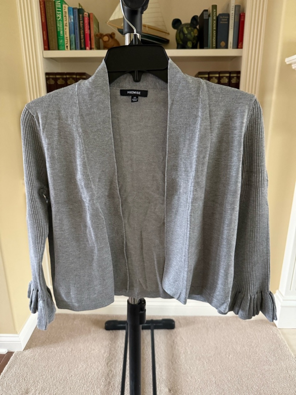 Premise brand light gray open-front cardigan sweater